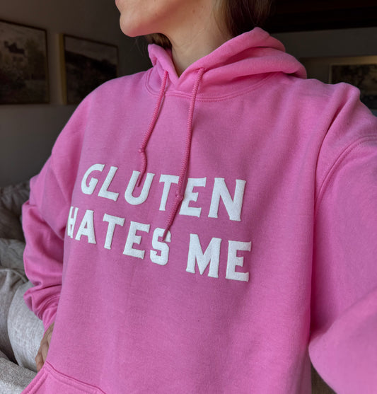 Gluten Hates Me Pink Hoodie